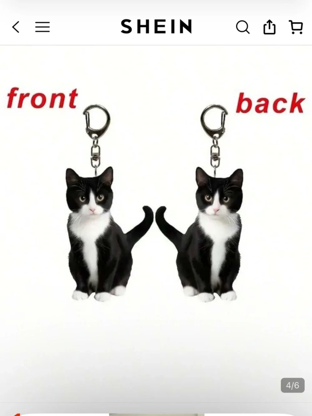 Black & White Cat Keychain - Decorative Pet Charm